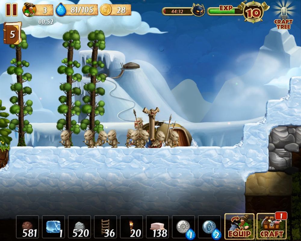 Craft the World (Windows) screenshot: Oh, look. The winter natives are immensely cute and furry.