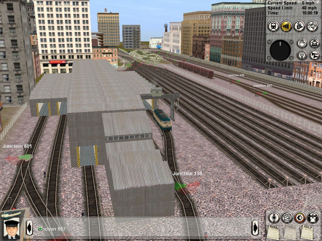 Trainz Routes Volume 2 (Windows) screenshot: This is a station on the Subway route. The location is very built up with large apartment blocks all around