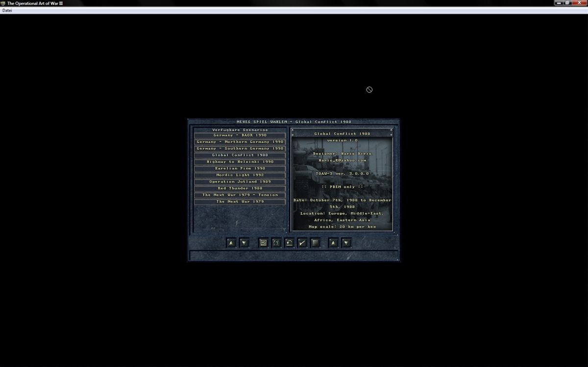 Norm Koger's The Operational Art of War III (Windows) screenshot: Choose a Scenario