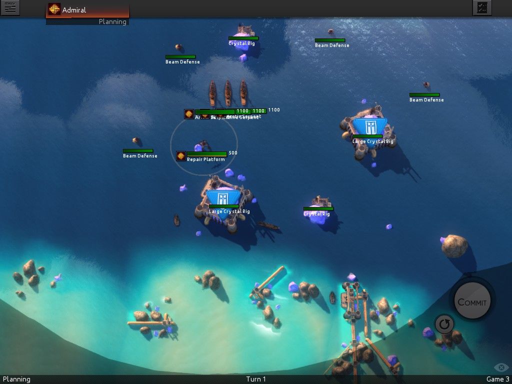 Leviathan: Warships (Windows) screenshot: Crystal rigs that needs to be defended