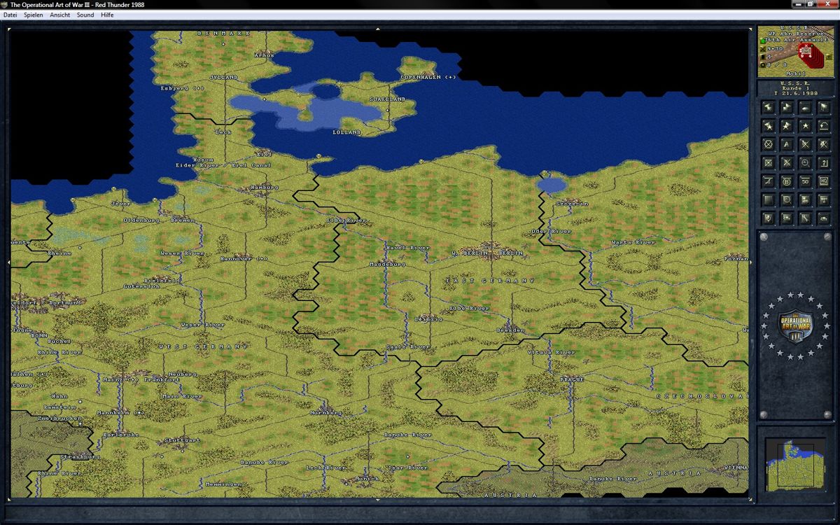Norm Koger's The Operational Art of War III (Windows) screenshot: Scenario Red Thunder 1988 Map overview