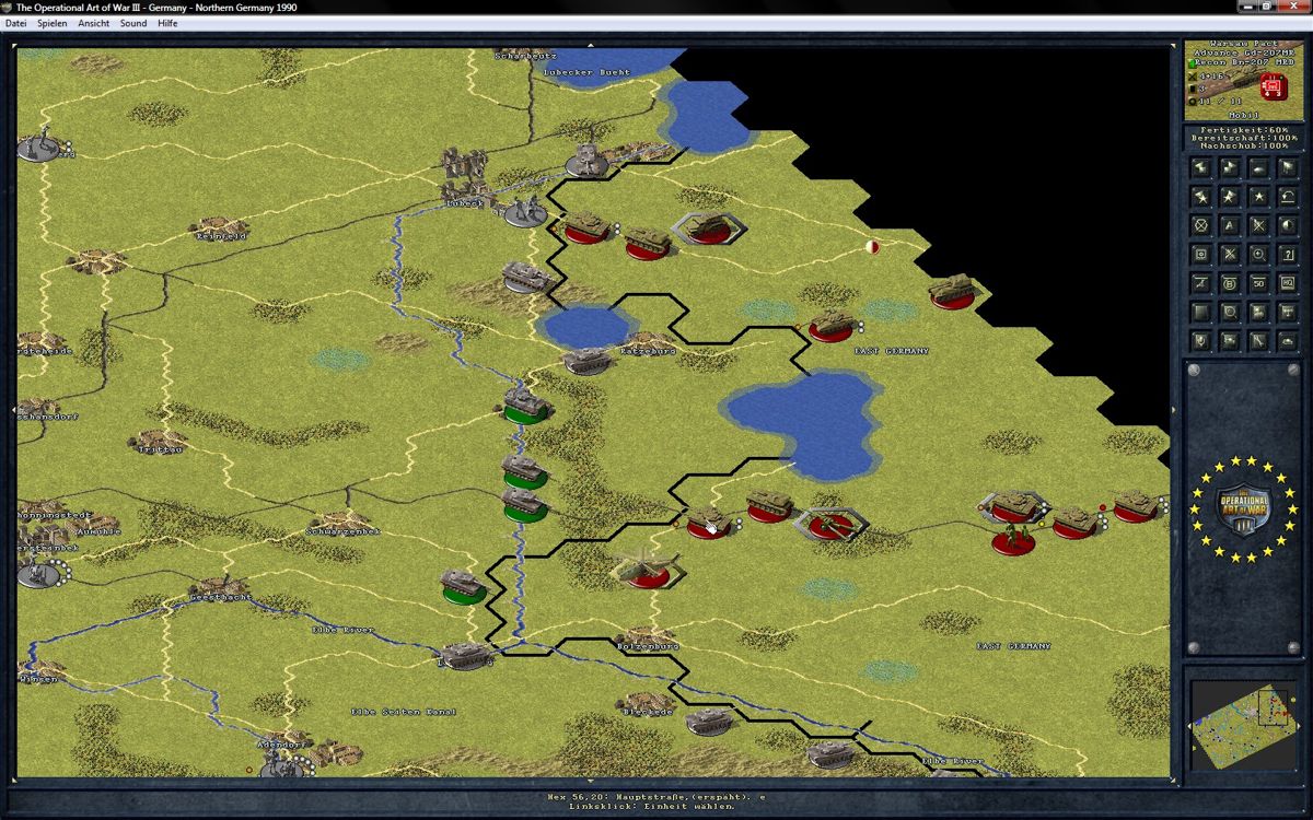 Norm Koger's The Operational Art of War III (Windows) screenshot: Northern Germany 1990