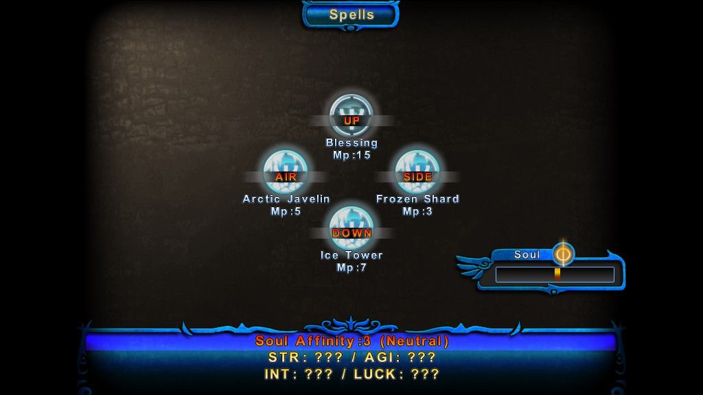 Valdis Story: Abyssal City (Windows) screenshot: The quick-spell menu