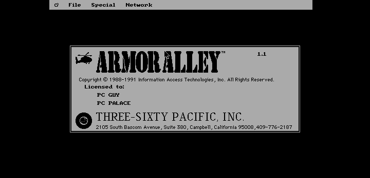Armor Alley (DOS) screenshot: Title Screen (Hercules)
