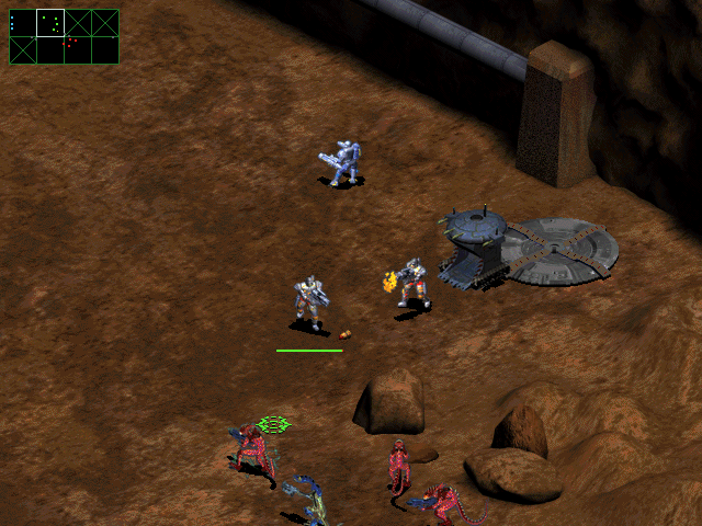 War Planets: Age of Chaos (DOS) screenshot: Invaded by red dino looking things
