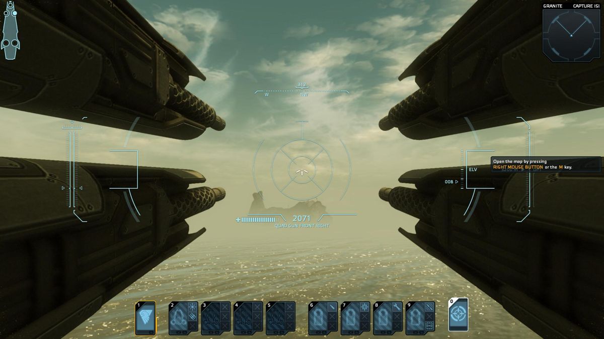 Carrier Command: Gaea Mission (Demo Version) (Windows) screenshot: Using a turret on the carrier