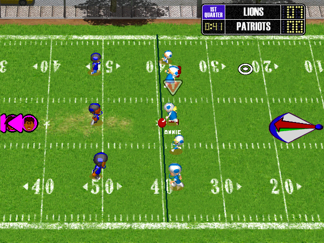 Backyard Football 2002 (Windows) screenshot: Kicking off.