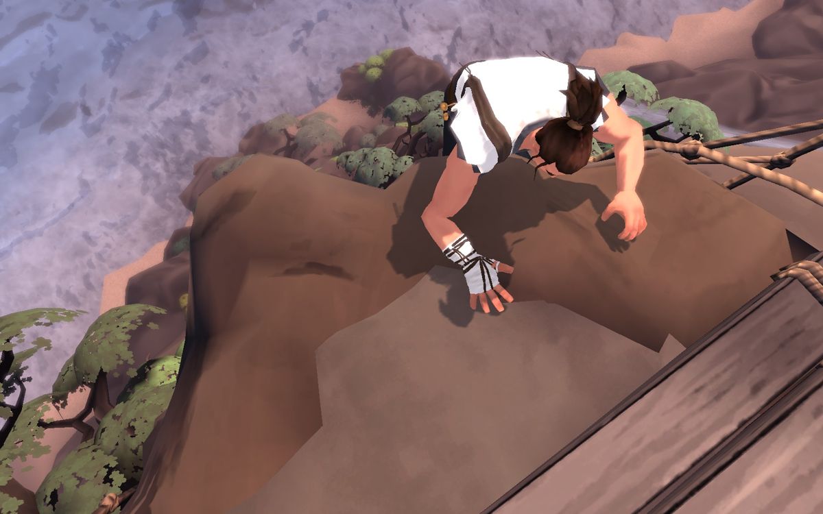Karateka (Windows) screenshot: The True Love climbs up the cliff, just like he did all those years ago.