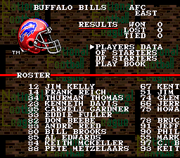 Tecmo Super Bowl (SNES) screenshot: Team statistics