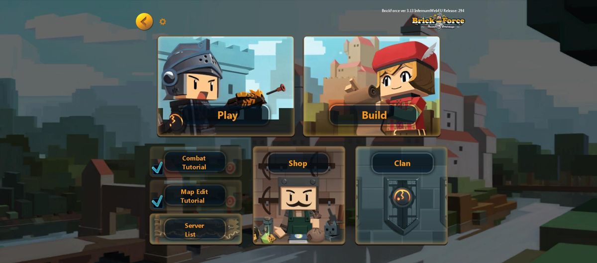 Brick-Force (Browser) screenshot: Main menu