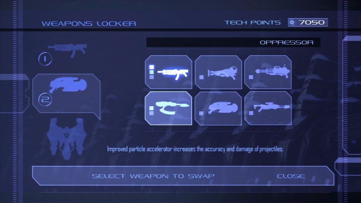 Dark Void (PlayStation 3) screenshot: You can select only two out of six available firearms.