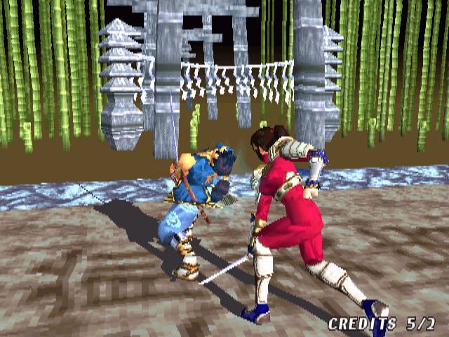 Soul Blade (Arcade) screenshot: Taki is ninja - attack back
