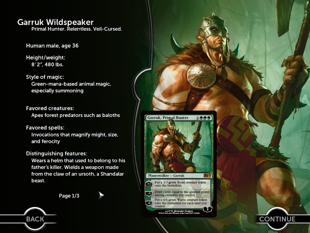 Magic: The Gathering - Duels of the Planeswalkers 2013 (iPad) screenshot: Planeswalker profile