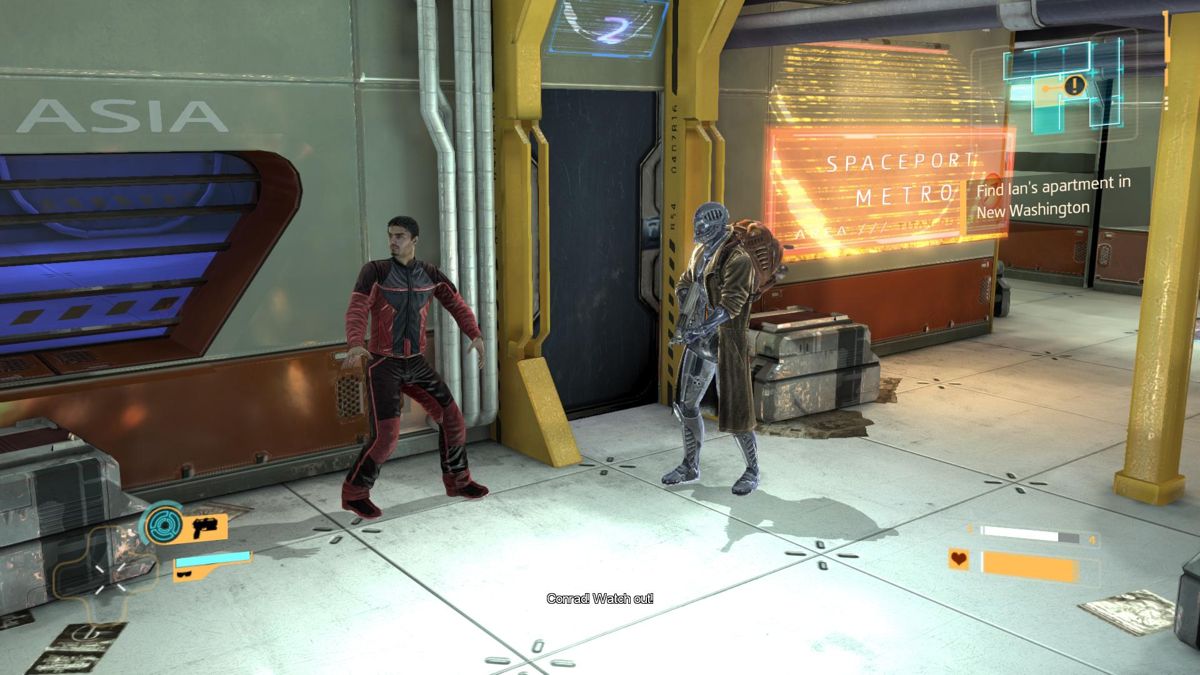 Flashback (Windows) screenshot: Ian was visited by a cyborg.