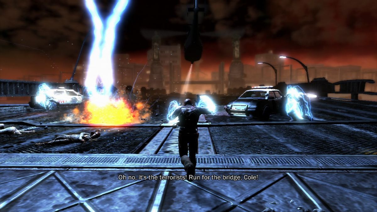 inFAMOUS (PlayStation 3) screenshot: Cole cannot seem to control his new power.