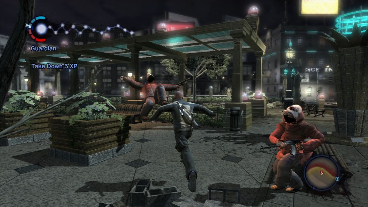 inFAMOUS (PlayStation 3) screenshot: Close combat with local gangs.