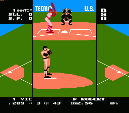Tecmo Baseball (NES) screenshot: First pitch