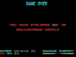 Brainstorm (ZX Spectrum) screenshot: Game over