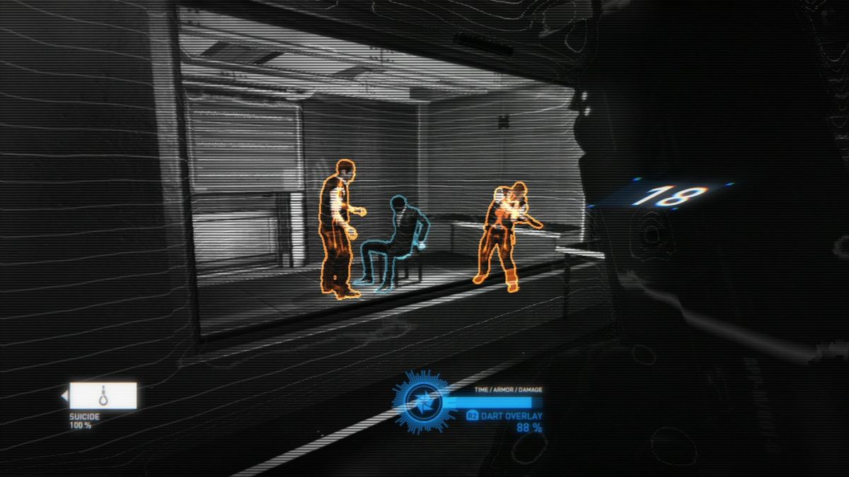 Syndicate (PlayStation 3) screenshot: Listening in on the interrogation.