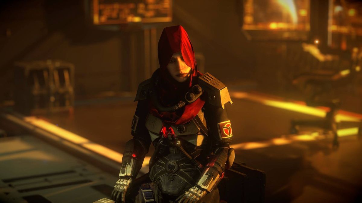 Killzone: Shadow Fall (PlayStation 4) screenshot: Well hello there female Helghast soldier.