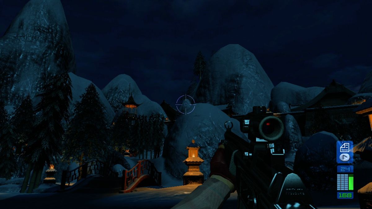 Perfect Dark Zero (Xbox 360) screenshot: Even in such cold, Joanna doesn't wear much clothes.