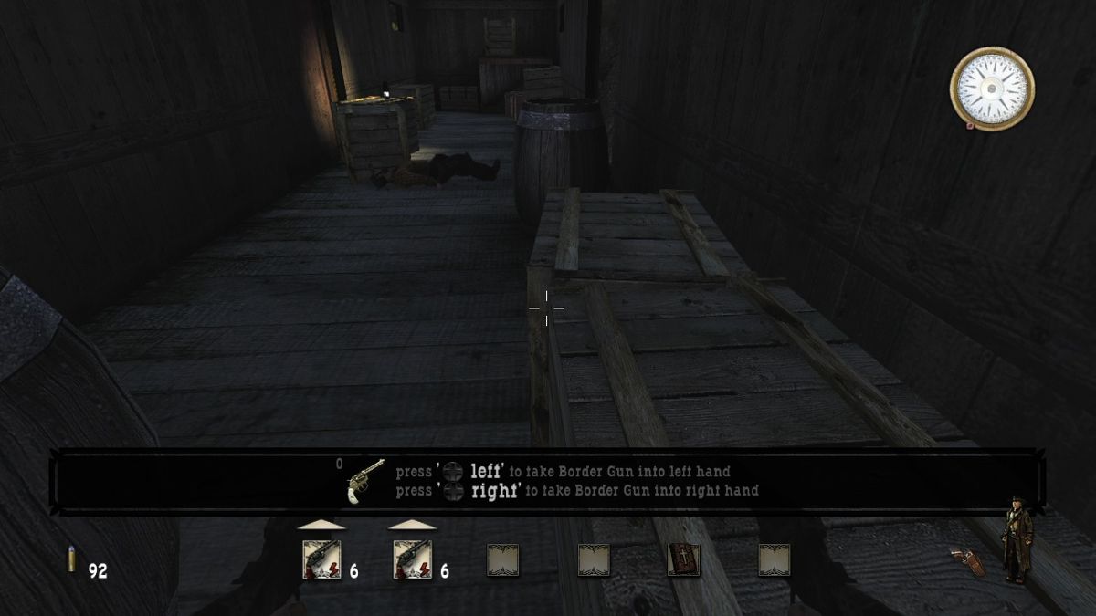 Call of Juarez (Xbox 360) screenshot: Guns have limited durability, so pick up enemy weapons every once in a while.