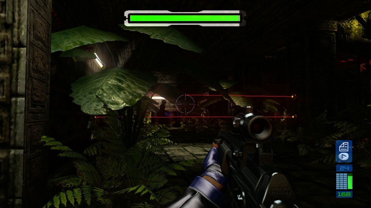 Perfect Dark Zero (Xbox 360) screenshot: Watch out for laser fence.