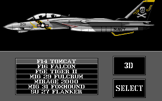 Strike Aces (DOS) screenshot: Choose your aircraft