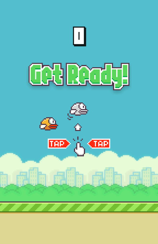 Screenshots of the Flappy Bird game.