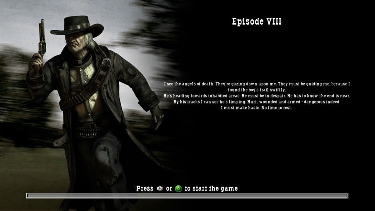 Call of Juarez (Xbox 360) screenshot: Story progress via monologues is provided in between chapters.