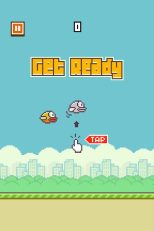 Flappy Bird (iPhone) screenshot: Get ready!