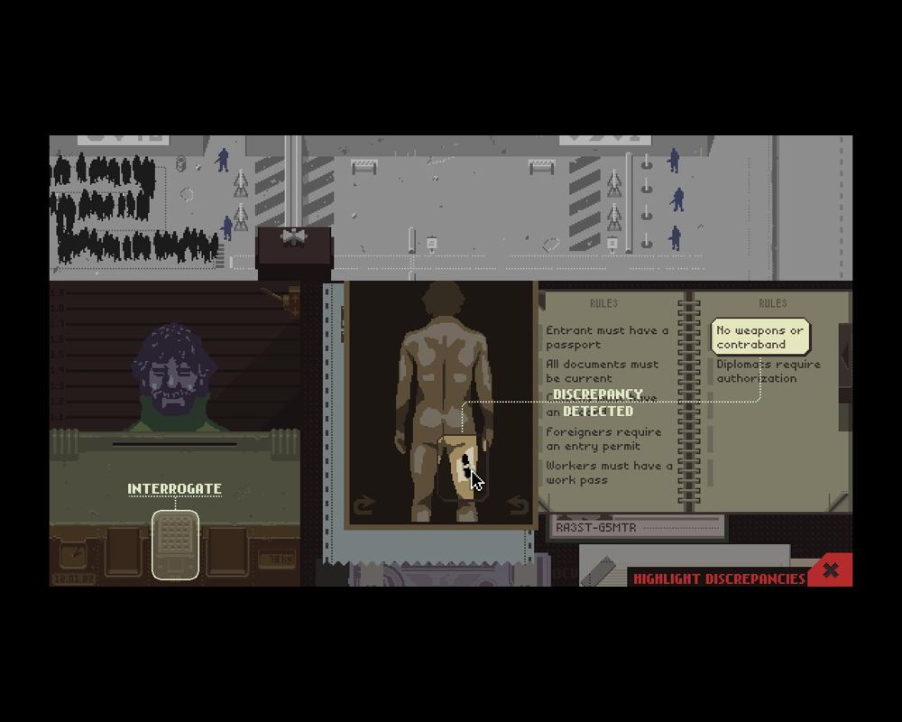 Screenshot from the game Papers, Please.