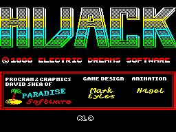 Hijack (ZX Spectrum) screenshot: Title screen