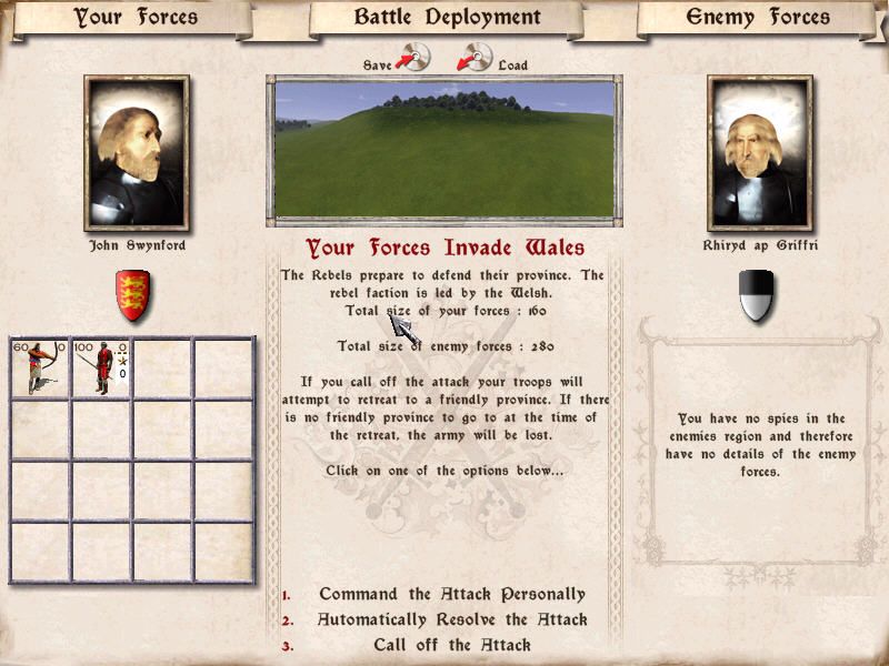 Medieval: Total War (Windows) screenshot: Battle deployment