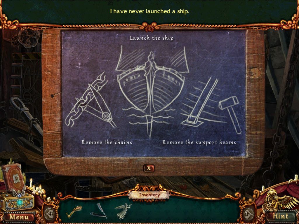 Dark Strokes: Sins of the Fathers (Collector's Edition) (iPad) screenshot: Bonus chapter - Ship launch instruction