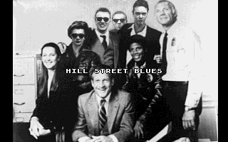 Hill Street Blues (DOS) screenshot: Title screen: The cast of Hill Street Blues.