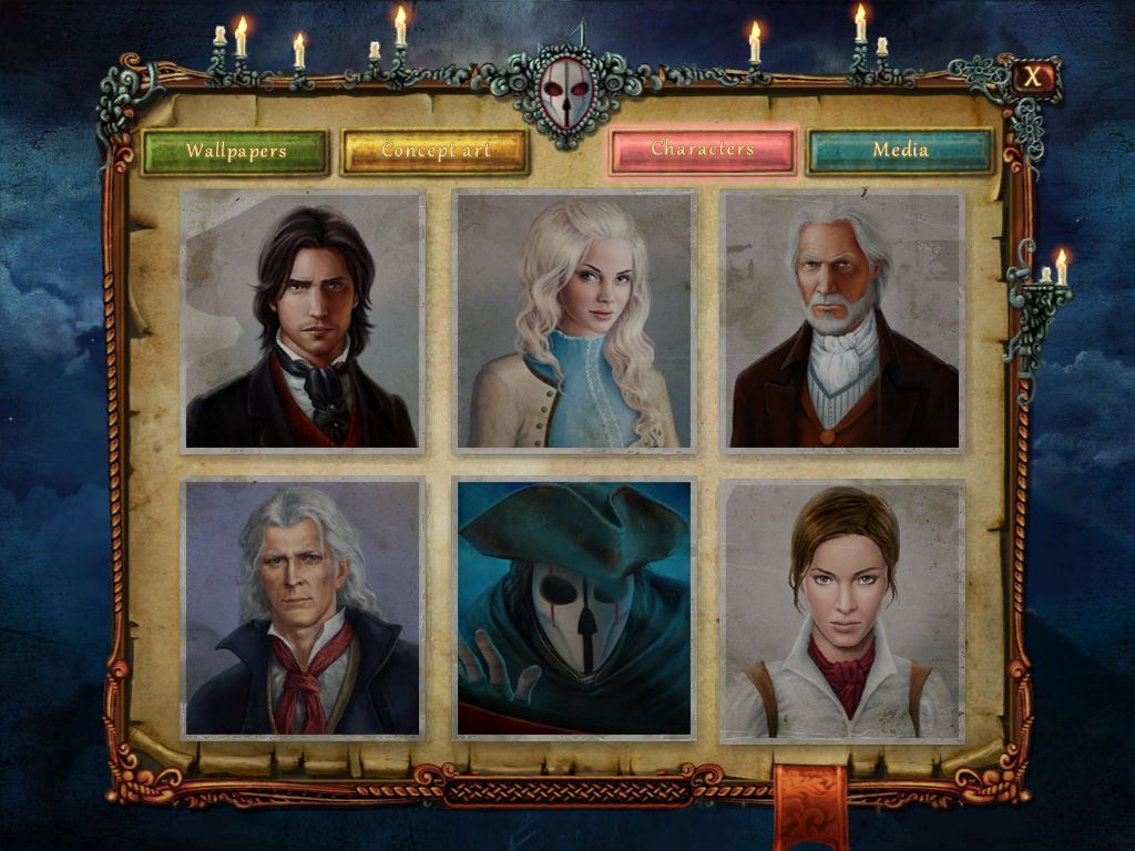 Dark Strokes: Sins of the Fathers (Collector's Edition) (iPad) screenshot: Bonus content - characters
