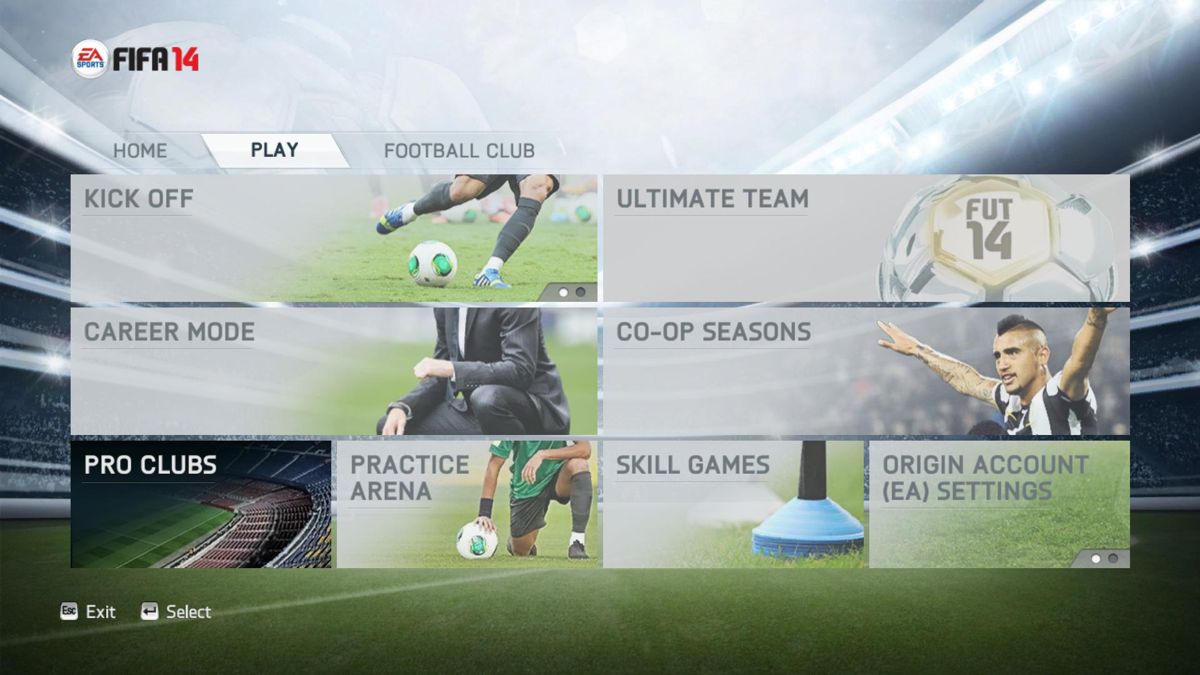 FIFA 14 (Windows) screenshot: Main menu (demo version)