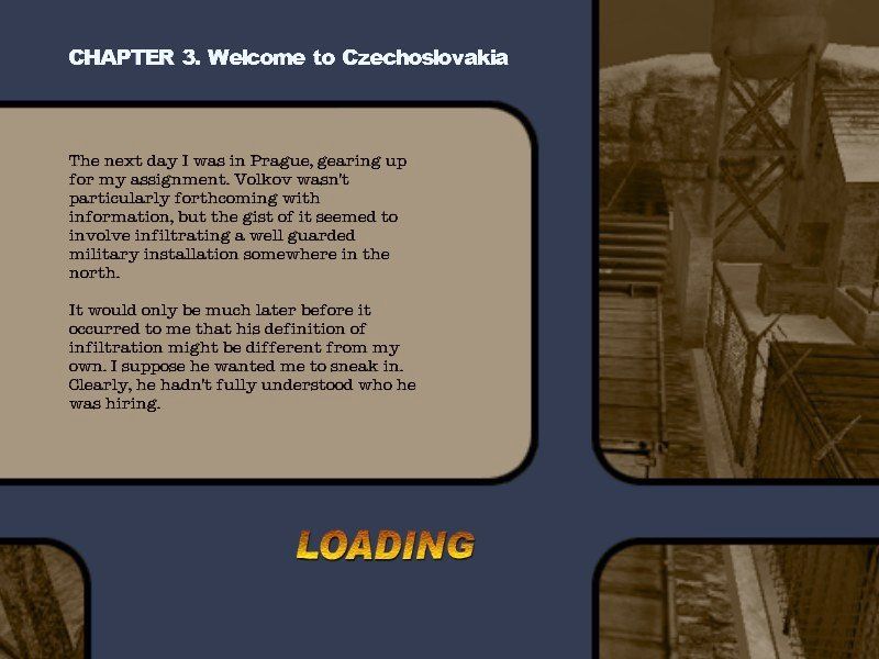 Contract J.A.C.K. (Windows) screenshot: Brief story texts are shown on the load screens.