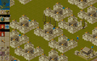 Populous II: Trials of the Olympian Gods (DOS) screenshot: When it comes to settlements, this is as good as it gets