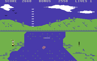 Davy: King of the Wild Frontier (Commodore 64) screenshot: A river to cross