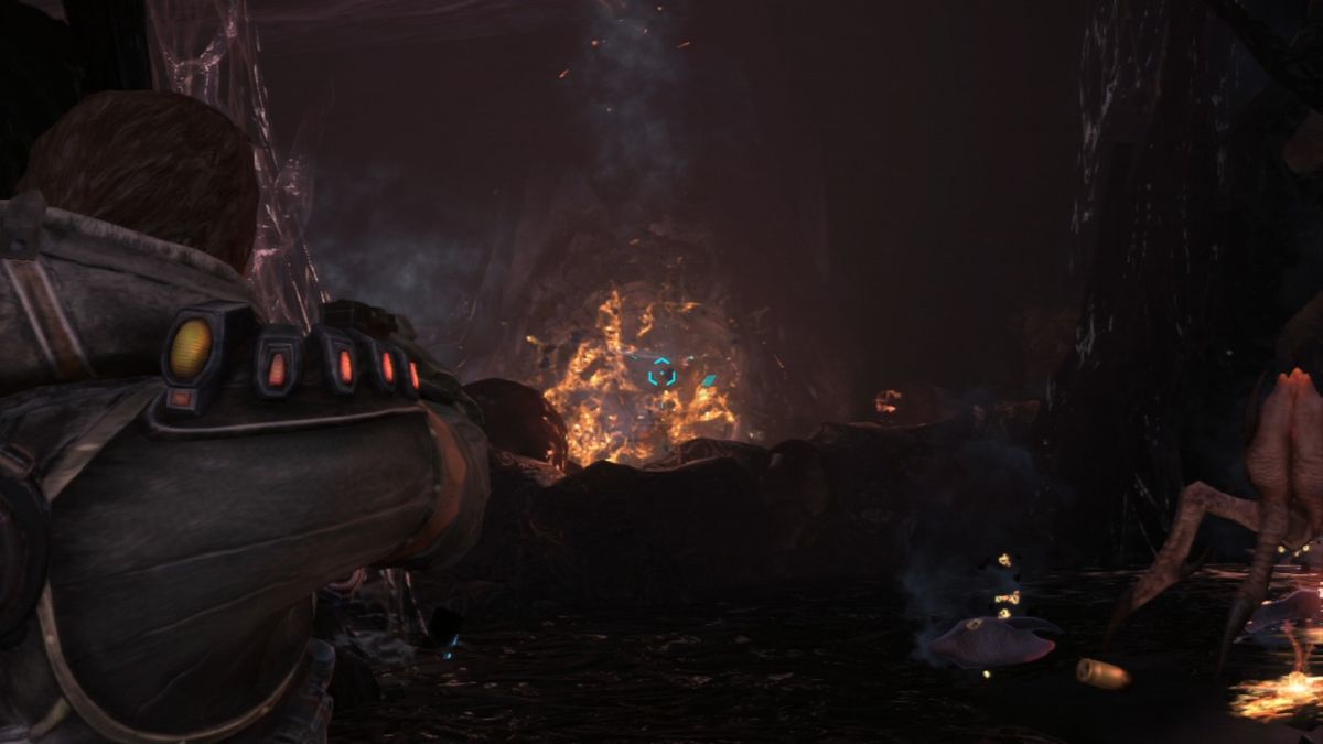 Lost Planet 3 (PlayStation 3) screenshot: Take out the spawning nests first if you want to get rid of the crawlers permanently.