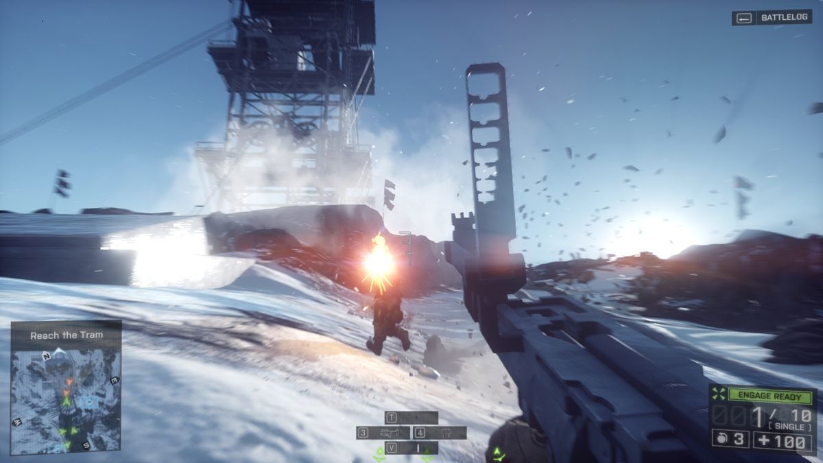 Battlefield 4 (Windows) screenshot: Taking out a dude with grenade launcher