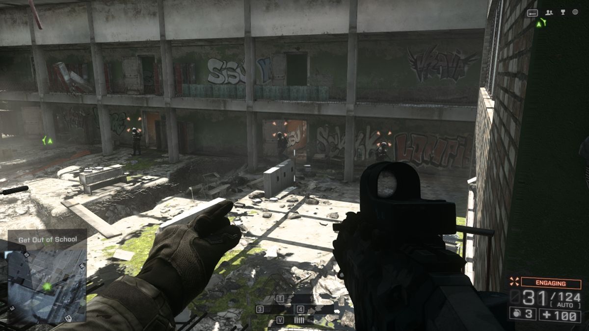 Battlefield 4 (Windows) screenshot: Ordering teammate to engage. Nothing but gimmick