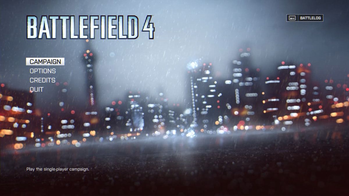 Battlefield 4 (Windows) screenshot: Actual bare bone singleplayer main menu