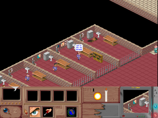 Fugitive (Windows) screenshot: Game begins in a cell