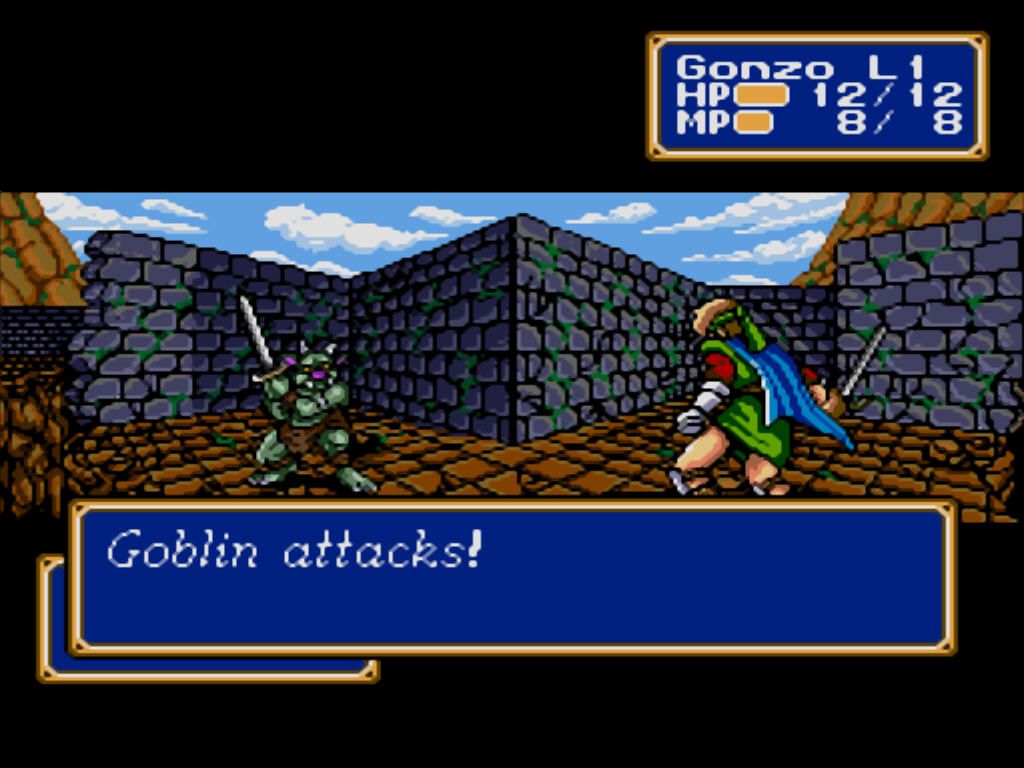 Shining Force (Windows) screenshot: A goblin attacks.