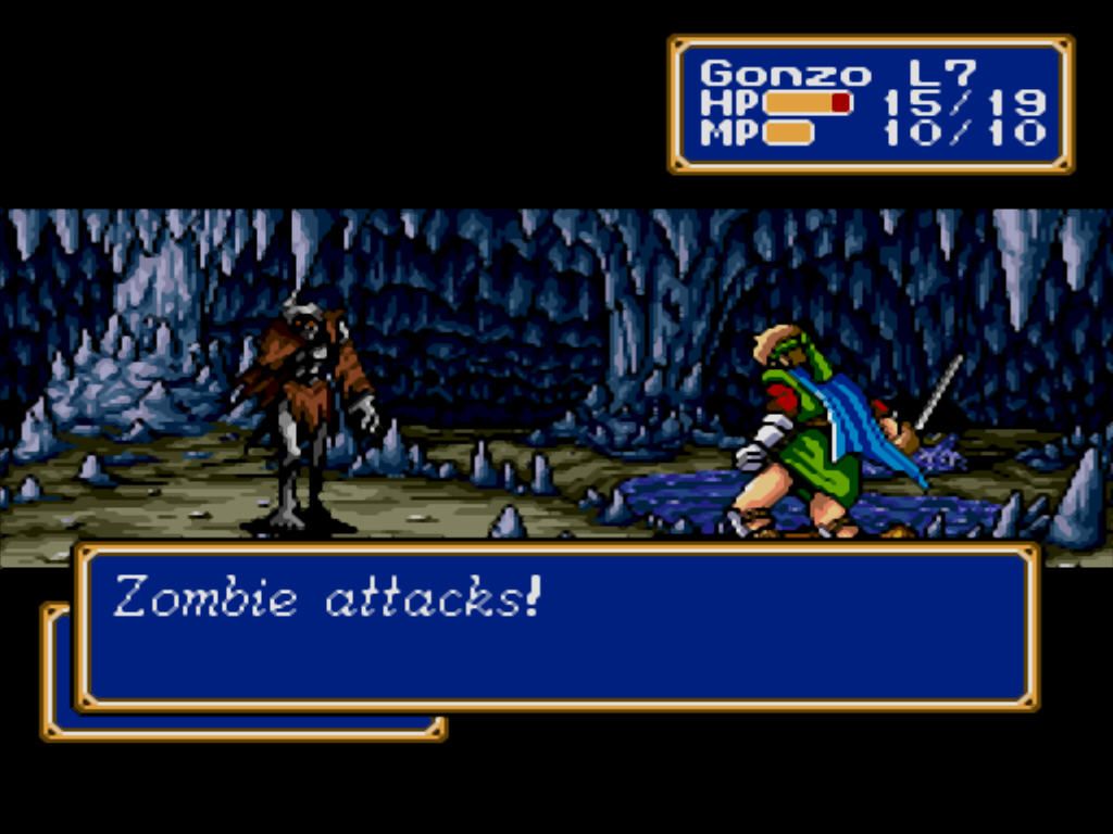 Shining Force (Windows) screenshot: Cave fight against a zombie