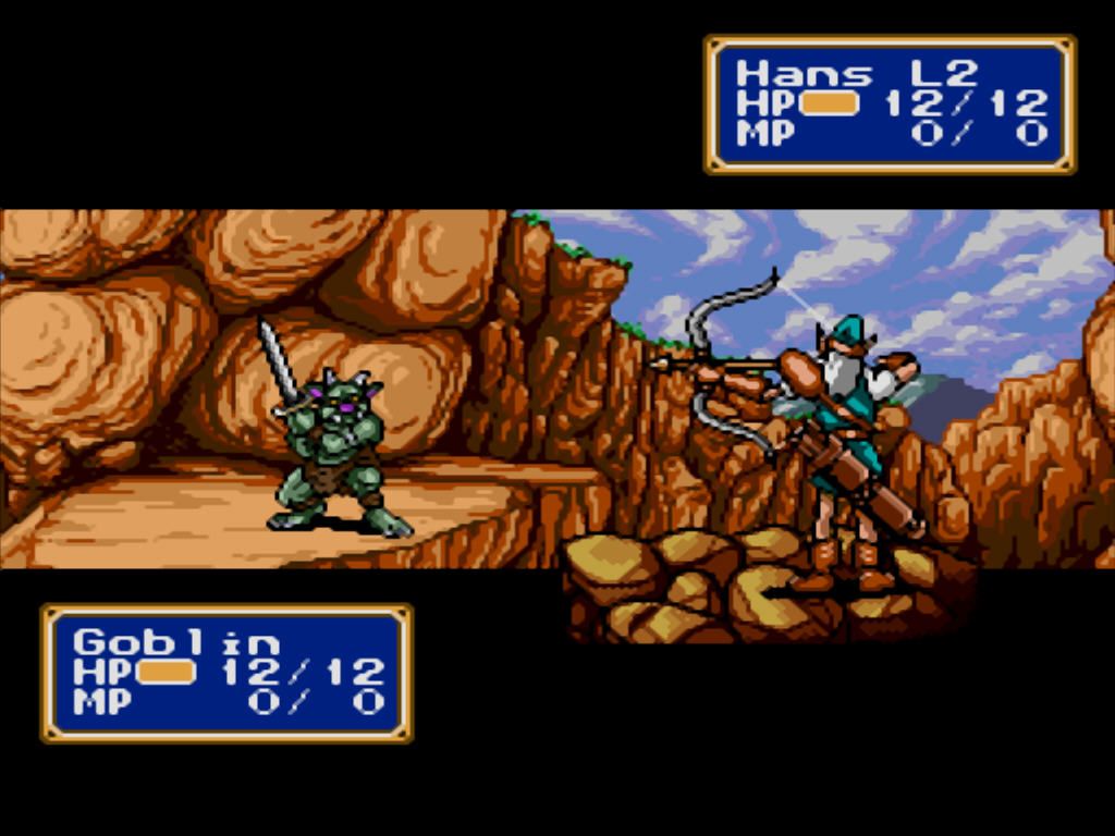 Shining Force (Windows) screenshot: Fight in the mountains