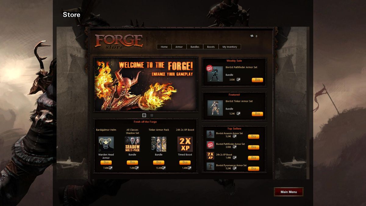 Forge (Windows) screenshot: ...in the in-game shop with real money